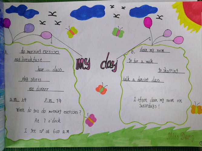 u1 my day思维导图总结小报