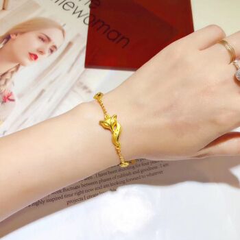 小腰金黄金九尾狐仙手链女2021年新款招运999足金延长链可调节传承古
