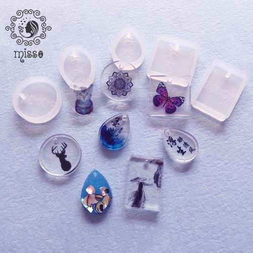 瓜子扣树脂胶硅胶吊坠模具带孔正圆椭圆水滴uv小晨水晶滴胶miss