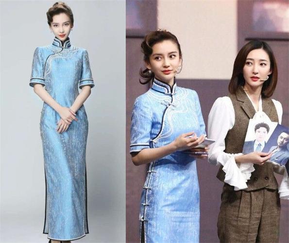 杨幂短旗袍配小白鞋,张雨绮牛仔旗袍复古时髦