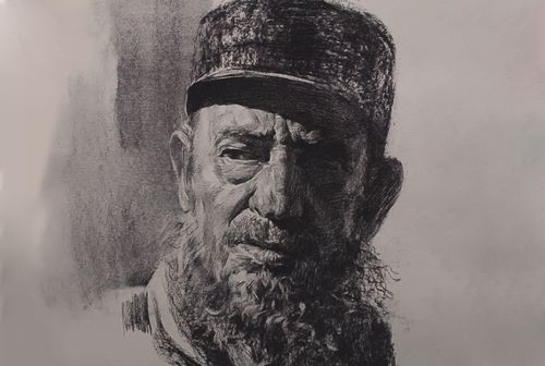素描人物肖像卡斯特罗绘画过程