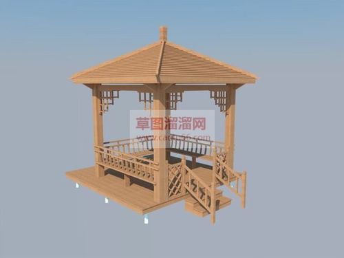 中式sketchup木亭子建模su模型