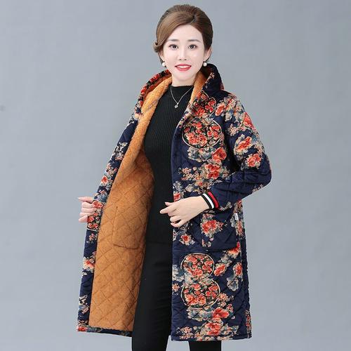 加厚加绒棉服女冬新款大码宽松妈妈装保暖耐脏家居服罩衣棉袄女装