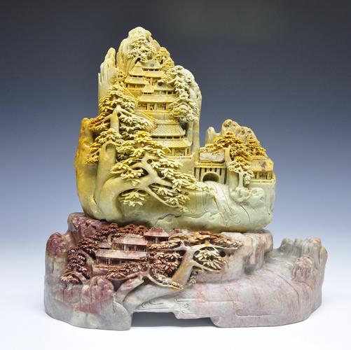 19公斤大山水摆件 《江南水乡》青田石雕 馈赠佳品