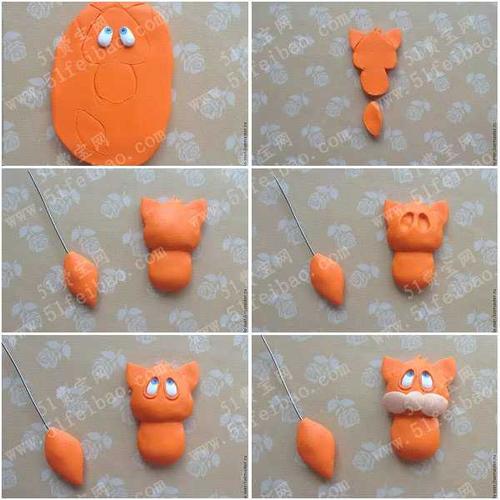 粘土手工教程会摇尾巴的小狐狸钥匙链扣