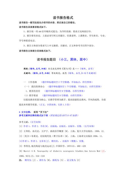 论文类读书报告格式