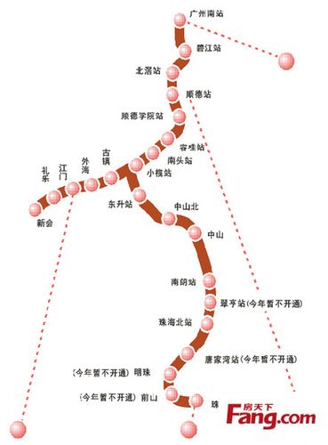 广珠城轨即将启航广州南站轻轨直达佛山珠海