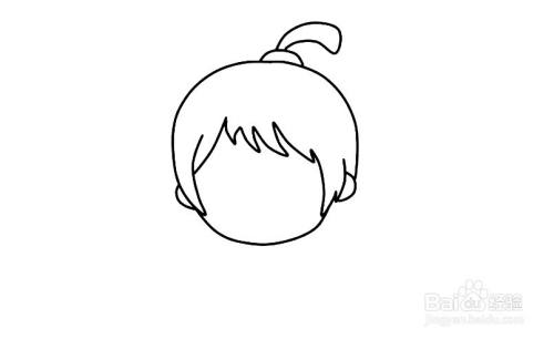 首先画出主要人物的头部,头发的轮廓.