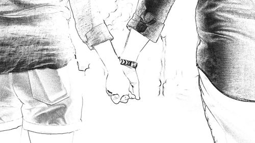 情人节牵手手绘素描视频_1920x1080_高清视频素材下载