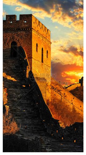 夕阳下的长城手机壁纸