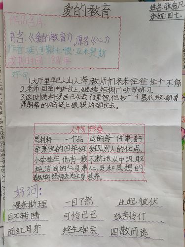 《爱的教育》读书卡展播