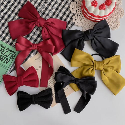 周扬青同款网红黑色大蝴蝶结发夹女日系超仙发卡头饰发绳红色发饰