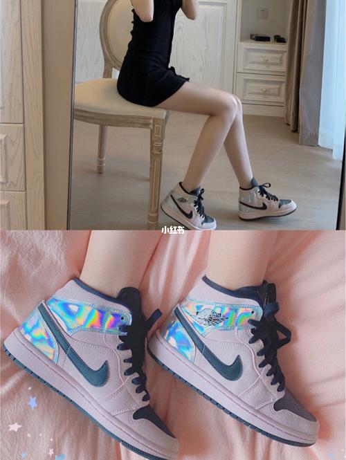 高颜值少女心aj1镭射粉篮球鞋百搭显腿长鞋_airjordan_百搭_鞋子_少女