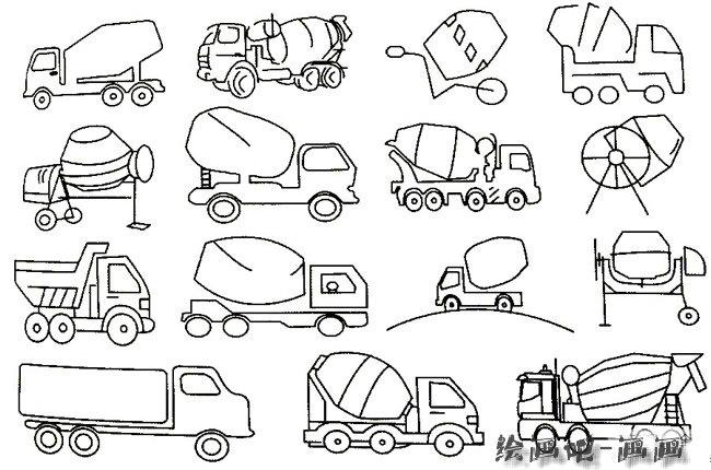搅拌车简笔画步骤及画法大全