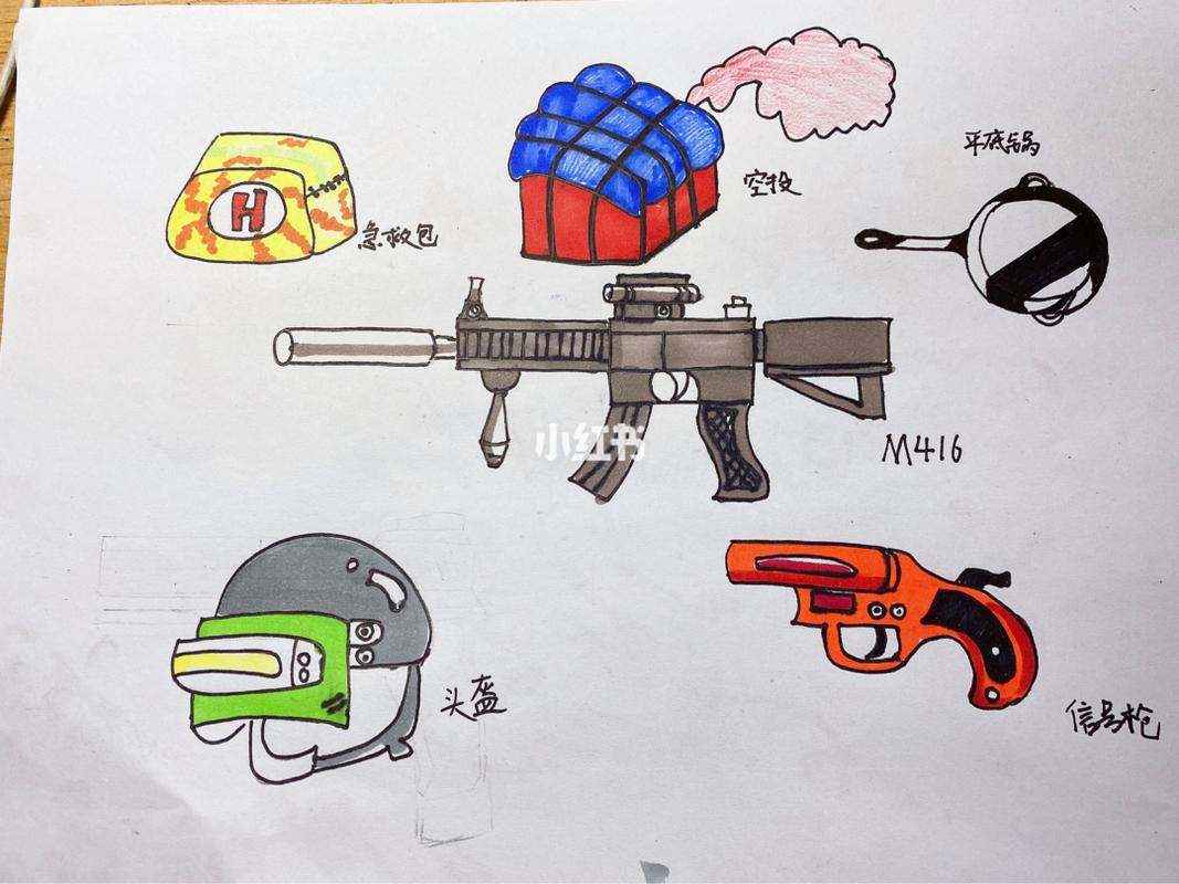 吃鸡装备简笔画合集!