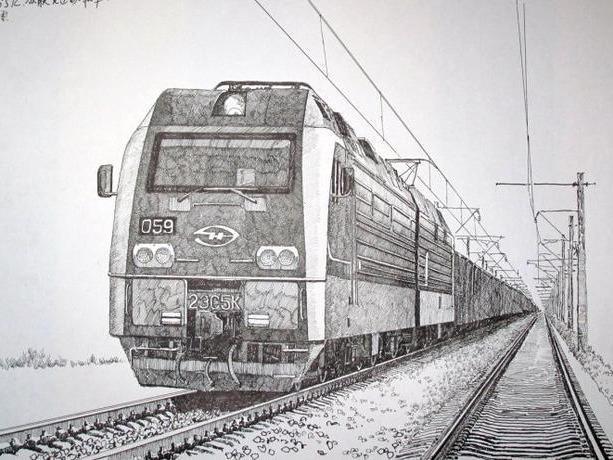 王忠良钢笔画火车,惟妙惟肖独树一帜自成体系