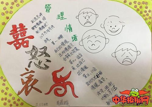 学会管理情绪 初中生心理健康手抄报图片心与心零距离