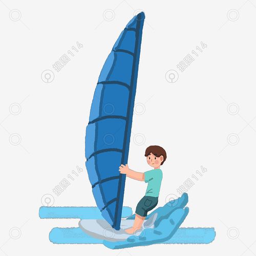 暑假休闲日式手绘卡通海上男士冲浪png