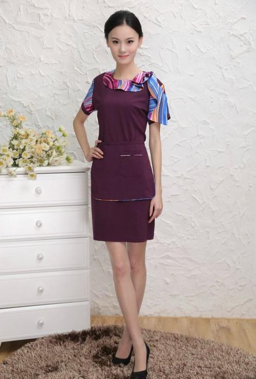 饭店女服务员制服 美容师连衣裙工作服 酒店美容服装夏装