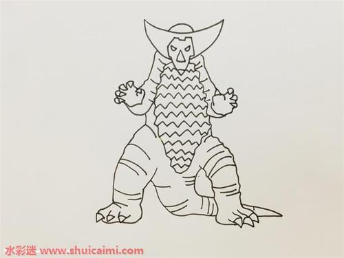 哥莫拉简笔画的画法步骤图解