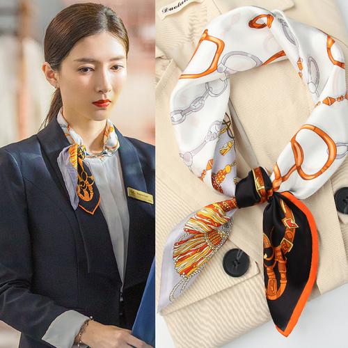 江疏影同款丝巾女夏季王漫妮丝巾送礼真丝小方巾53x53