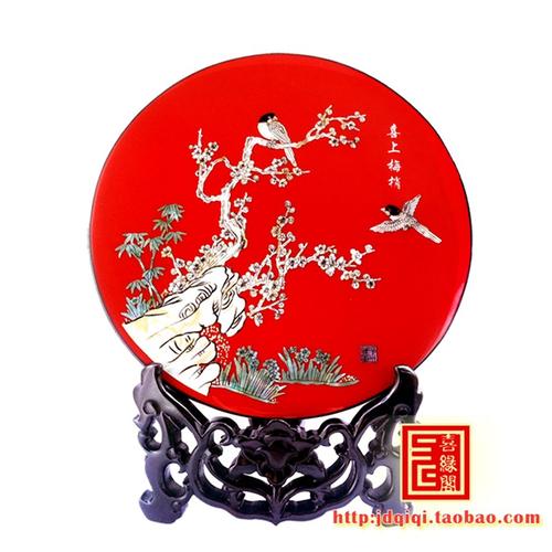 扬州漆器摆件平磨螺钿工艺品 嵌贝壳28圆台屏扬州特色