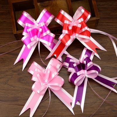 批发30#手拉花 蝴蝶结扎花 礼品包装抽花 彩条丝带 彩带糖盒配件