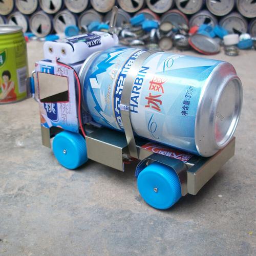 利用环保diy创意易拉罐变r废为宝幼儿手工制作材料小汽车成品优惠券