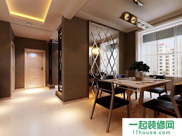 现代简约风格餐厅玻璃背景墙装修效果图-现代简约风格