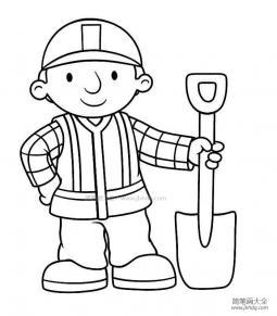 推砖的工人简笔画