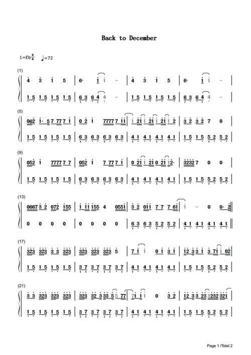 back-to-december-taylor-swift-双手数字 简谱 钢琴谱.pdf