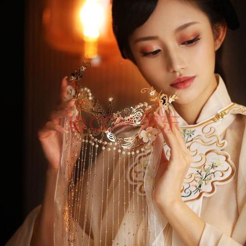 面具古风中国风半脸流苏面帘汉服遮脸古装遮面帘cosplay装扮道具
