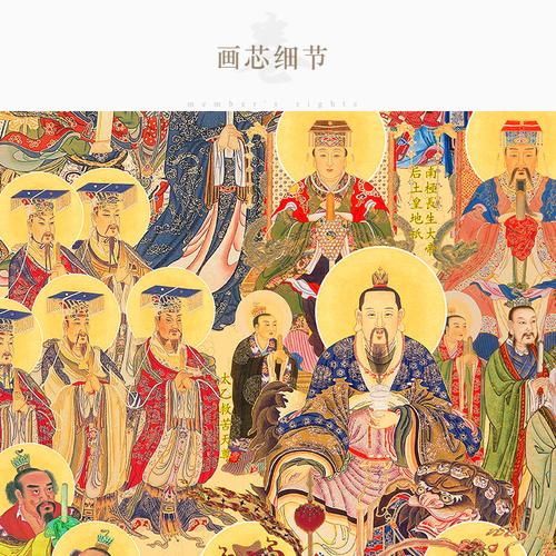 横幅道教全神画像三清玉皇大帝王母斗姆元国画