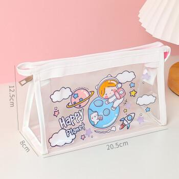 文匠透明笔袋大容量女简约初中生高颜值高中生小学生日系文具袋文具盒
