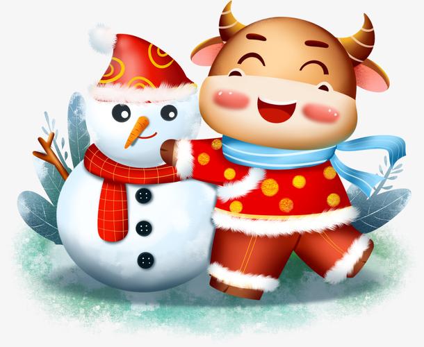 2021雪人卡通牛
