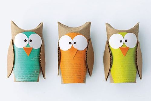 环保手工:卫生纸筒废物利用制作猫头鹰(步骤图解)