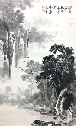 刘善传中国美术家协会会员广西书画院特约院士山水立轴两件保真