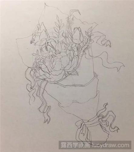 一束创意的玫瑰花束怎么画?玫瑰钢笔画入门教程分享