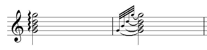 请问钢琴谱中,竖直方向上的波浪线表示什么意思?