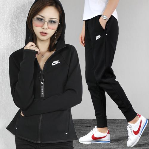 nike耐克套装女2021夏夏季新款运动服连帽外套夹克小脚长裤休闲装