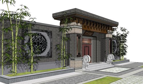 古典中式别墅门头方案su模型[原创]