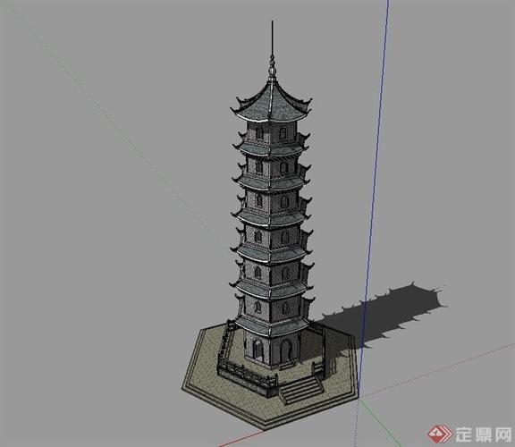 某古典中式风格多层景观塔设计su模型[原创]