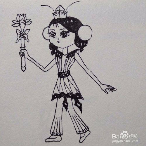 如何画葫芦兄弟2里可爱的小蝴蝶仙子卡通简笔画