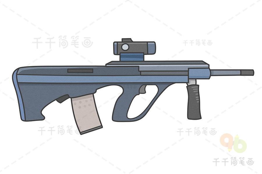 吃鸡游戏aug突击步枪简笔画