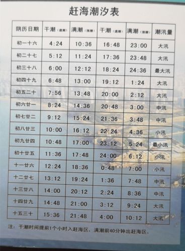 参考潮汐时间表