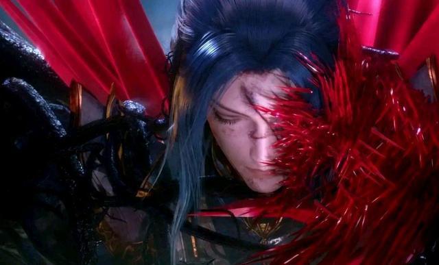 小舞献祭后,托着唐三的面庞.