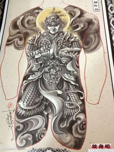 满背韦陀菩萨纹身图案