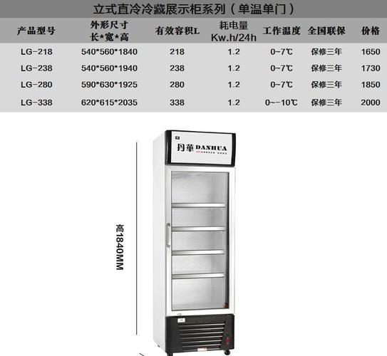 丹华立式直冷冷藏展示柜系列单温单门 商用 便利店立式冰柜