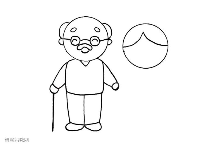 步骤6:用相同的方法画出老奶奶的头发