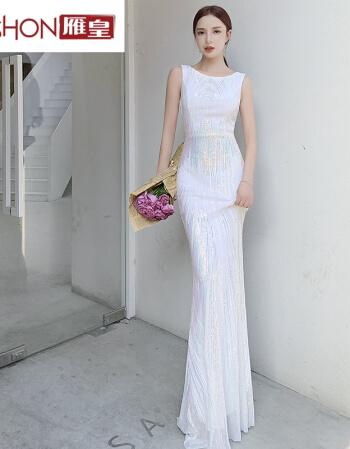 雁皇yeshon轻奢高档品牌鱼尾高端晚礼服裙女夏季新款宴会气质白色质感